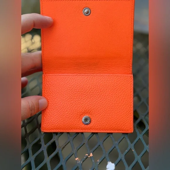 Balenciaga Vibrant Orange Pebbled Leather wallet - Picture 4 of 10